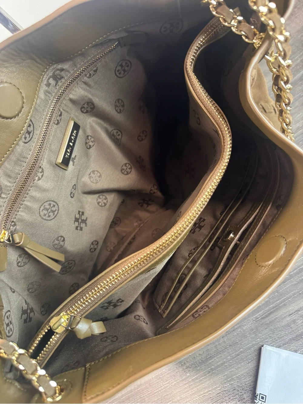 Tory Burch Marion Suede Tote Whipstitch Gold Chain Bag $498